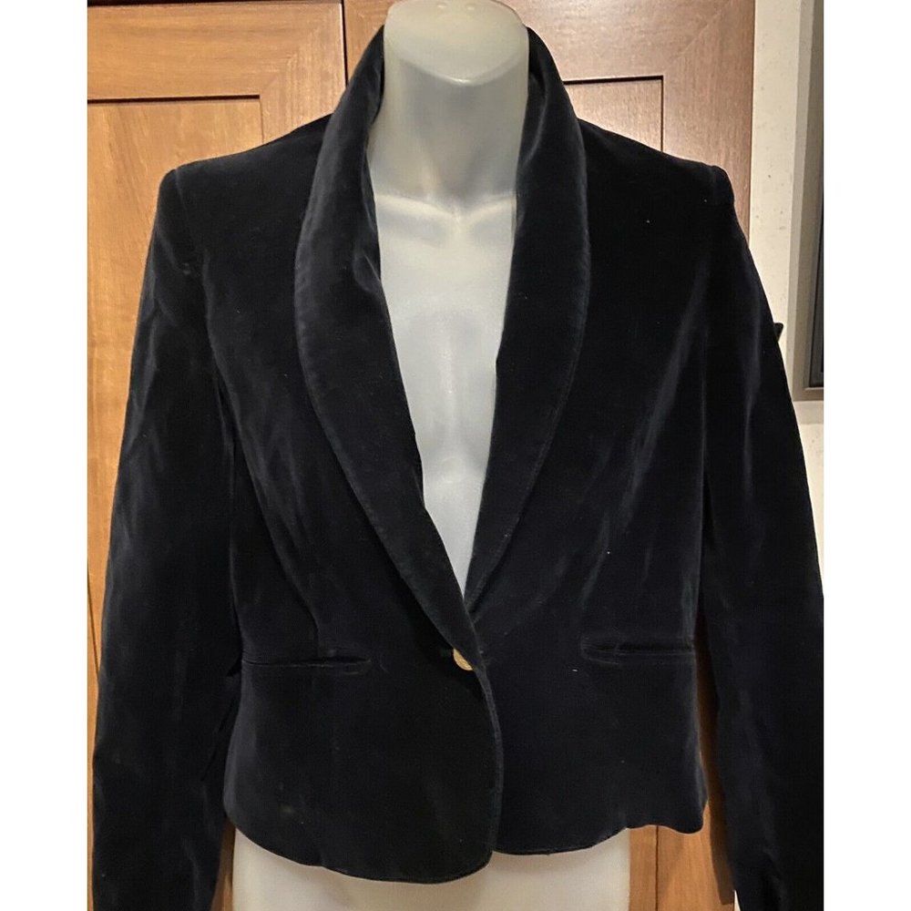 Rag Doll Vintage 80s Black Cotton Velvet Career Blazer Jacket Sz 5 VGC!